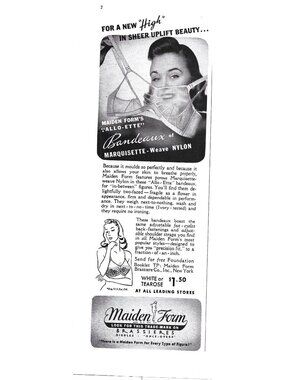 Print Ad Maiden Form Allo-Ette Bandeaux Marquisette Bra Lingerie USA 1941 Vintag